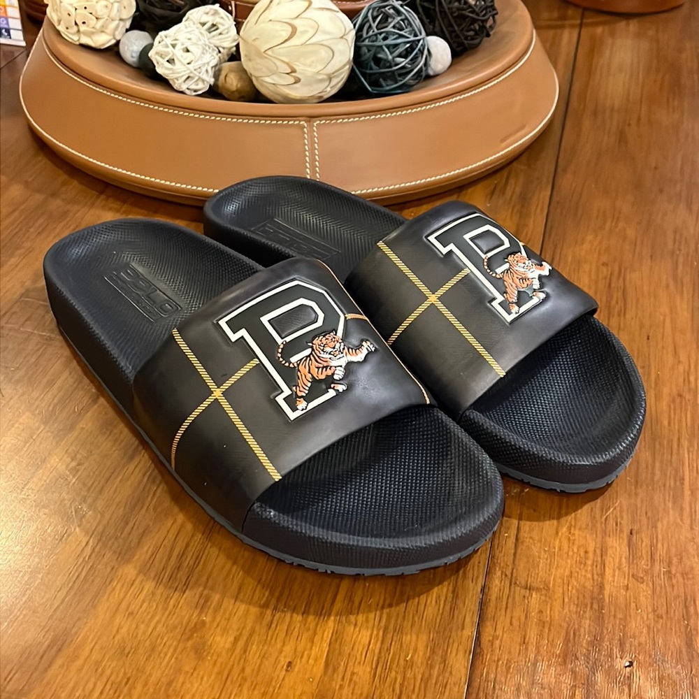 Polo Ralph Lauren Cayson Tartan Tiger Slides Sandals Shoes new Mens Size 9